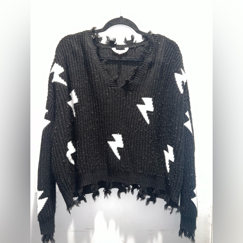 No boundaries crocheted lightening bolt sweater